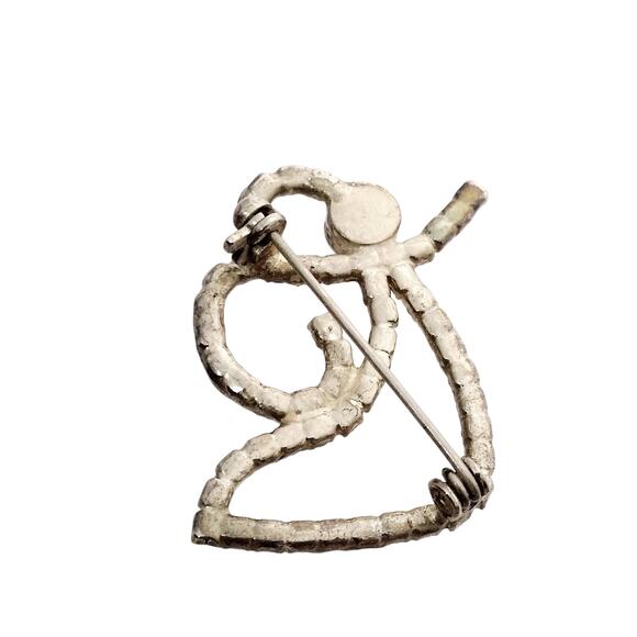 Rhinestone Angel Brooch Silver Tone Vintage Small Pin Holiday - Picture 4 of 5